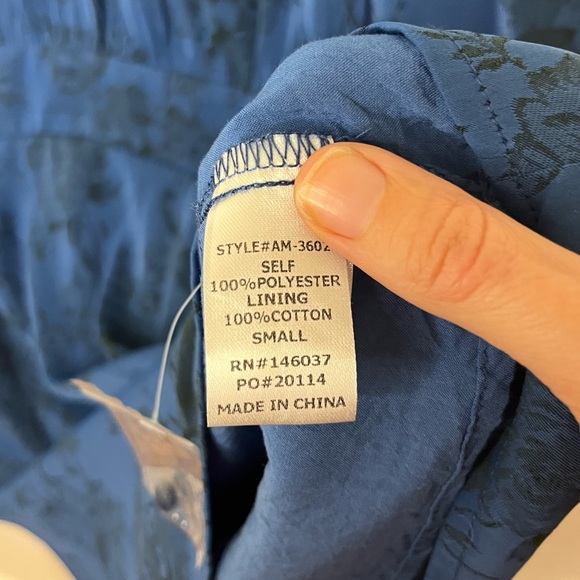 G.P.D. Mirabel Blue Floral Long Sleeve Mini Dress Mock Neck Open Back Size 2 - Picture 8 of 10